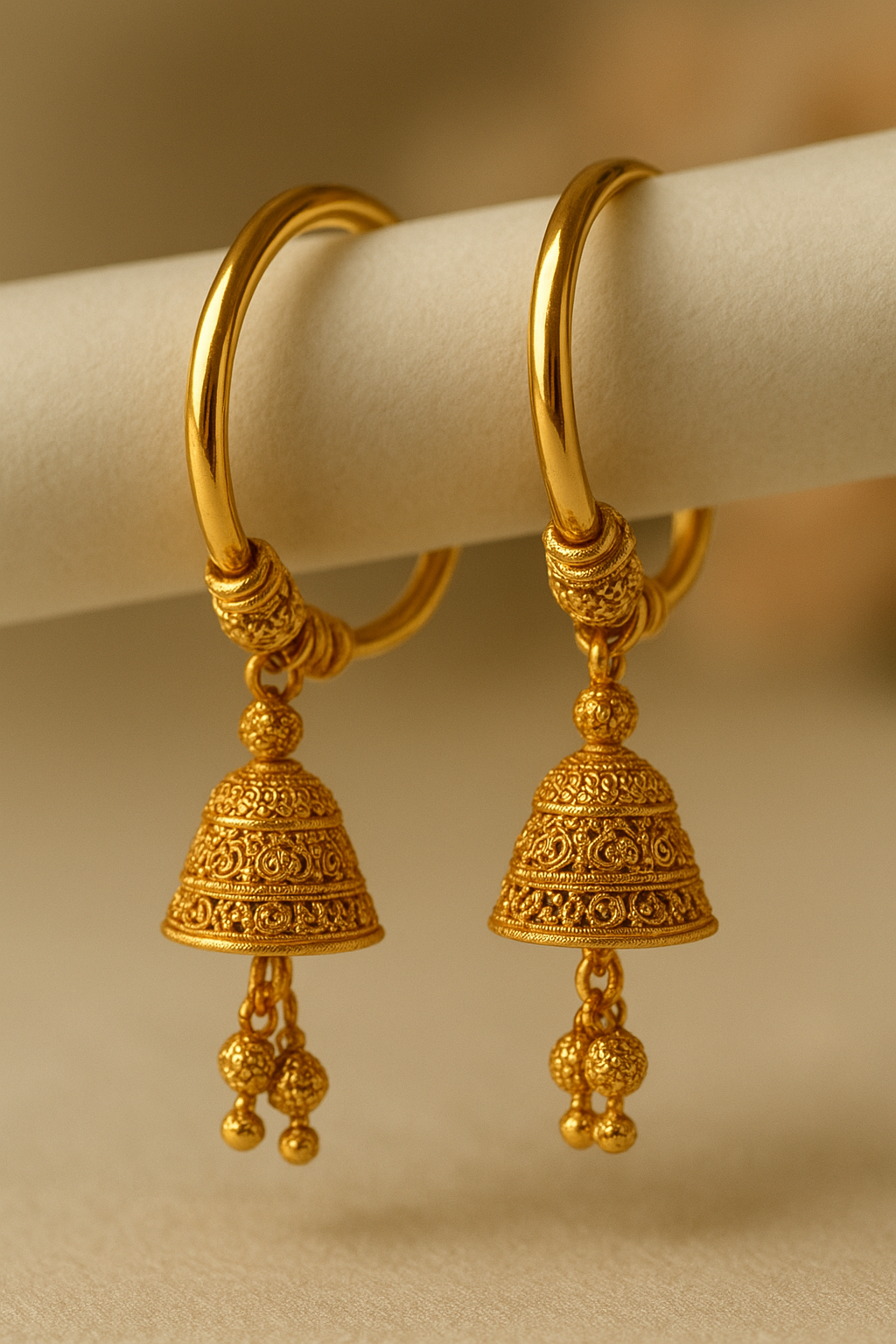 Traditional Gold Jhumka Hoop Earrings