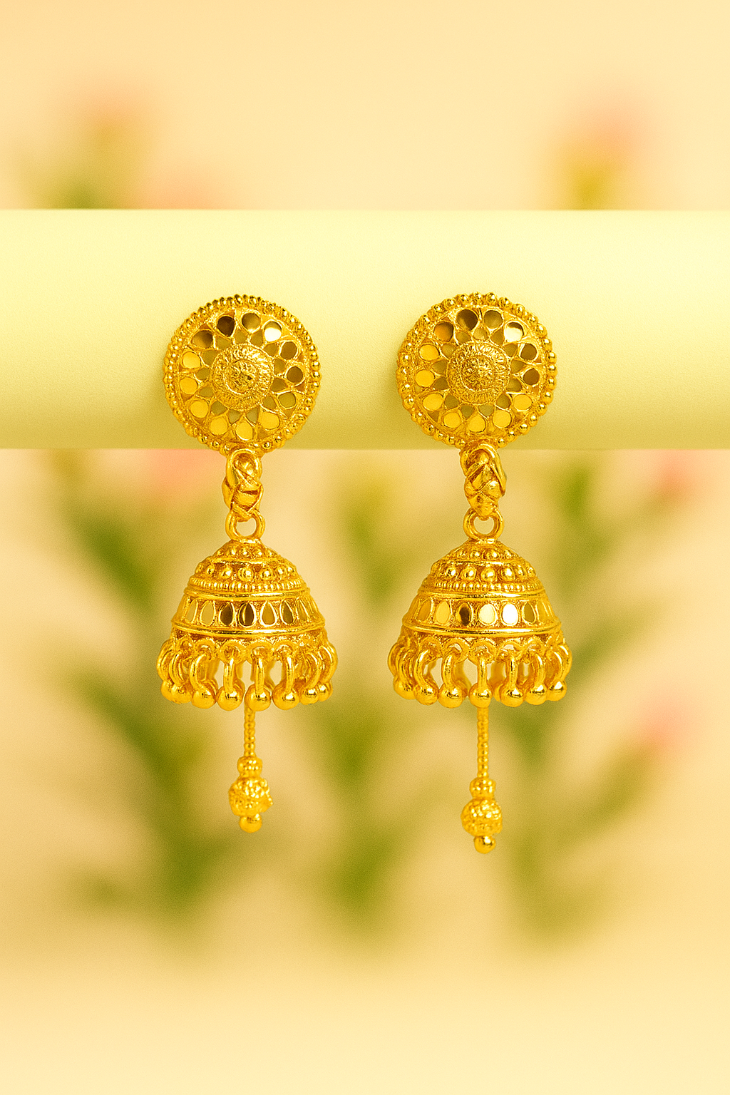 Handcrafted onegram 22K Gold Finish Jhumkas