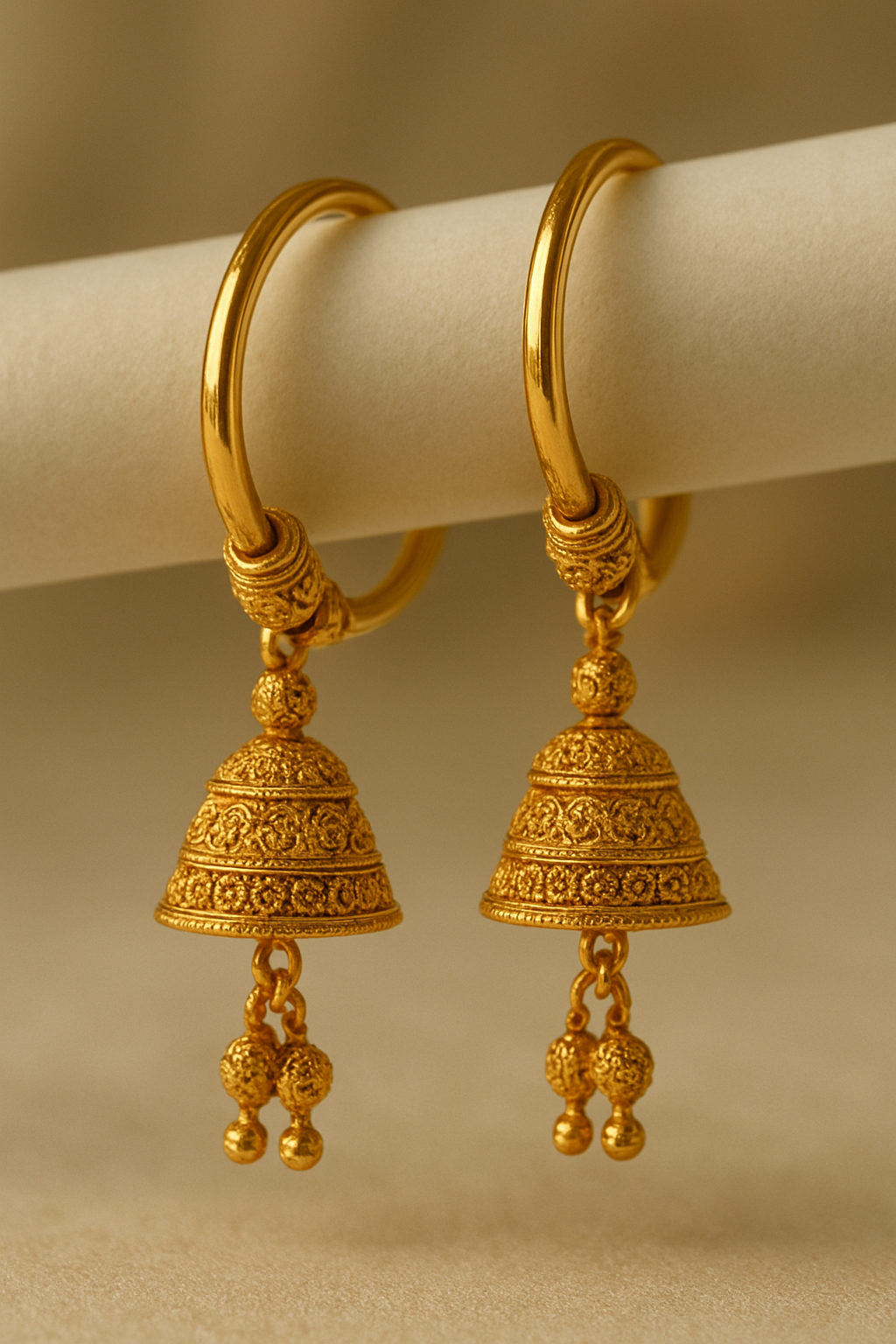Traditional Gold Jhumka Hoop Earrings