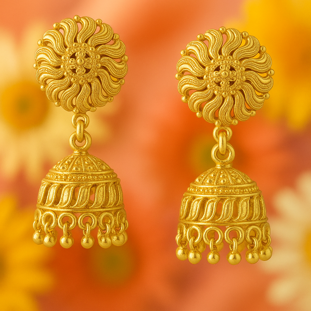 Premium onegram gold Jhumki Classy look
